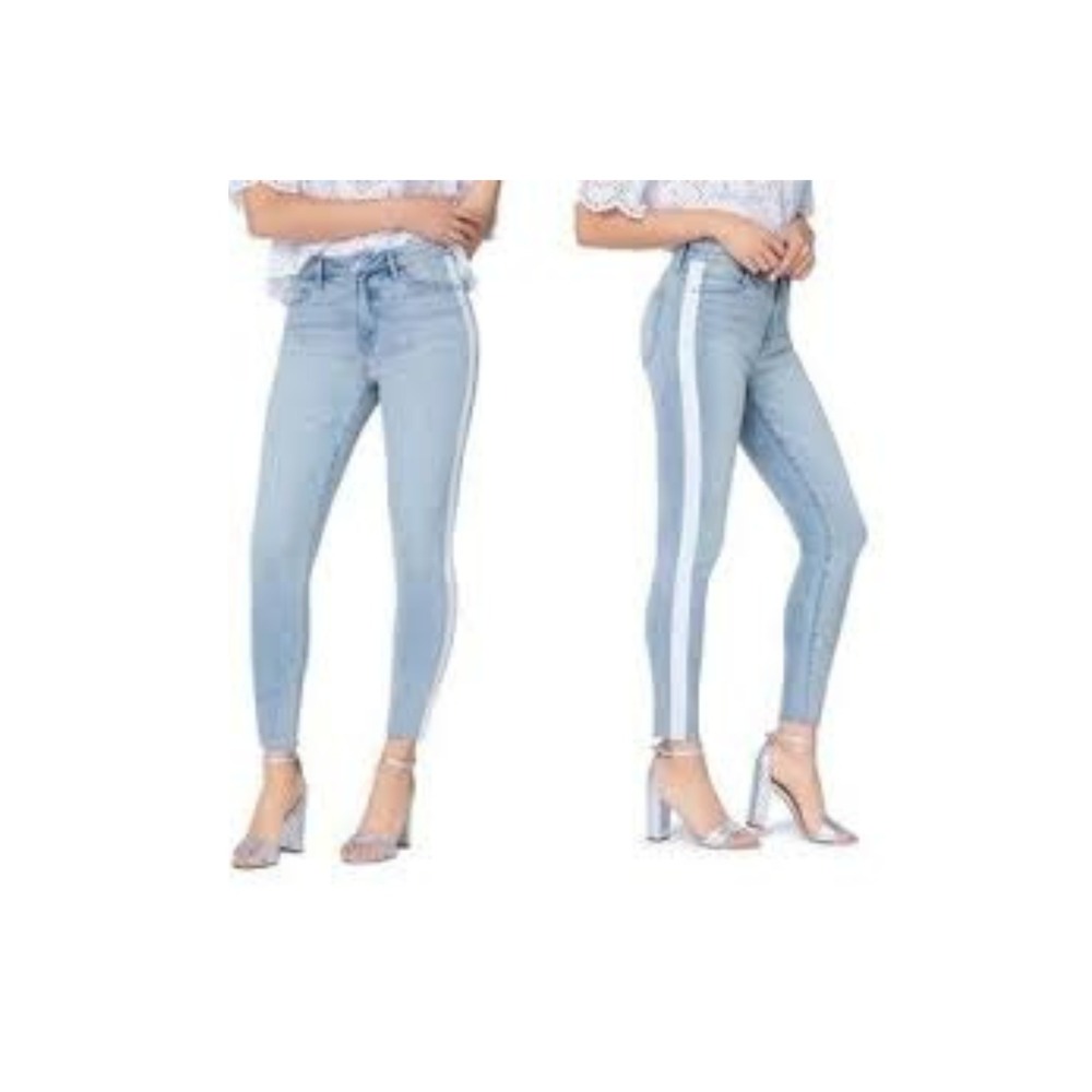 Sam Edelman The Stiletto Jean Skinny Leg Sporty Tuxedo Stripe Ankle Size 27